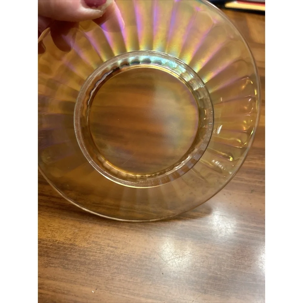 Smooth Rays Iridescent IMPERIAL GLASS Lusterware Amber‎ Bread Butter plate vtg